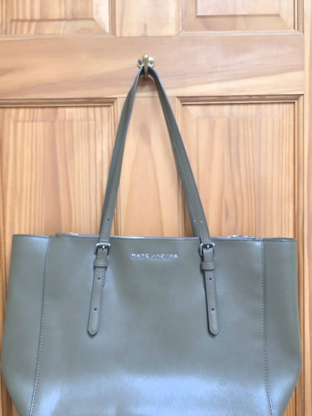 Marc Jacobs Olive Leather Double-Handle Tote